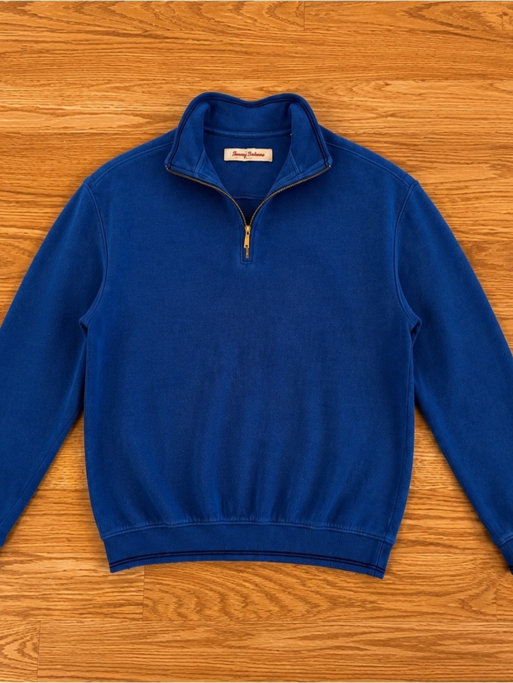 Tommy Bahama Blue Solid Knit 1/4 Zip Mock Neck Pullover Sweater Men’s L